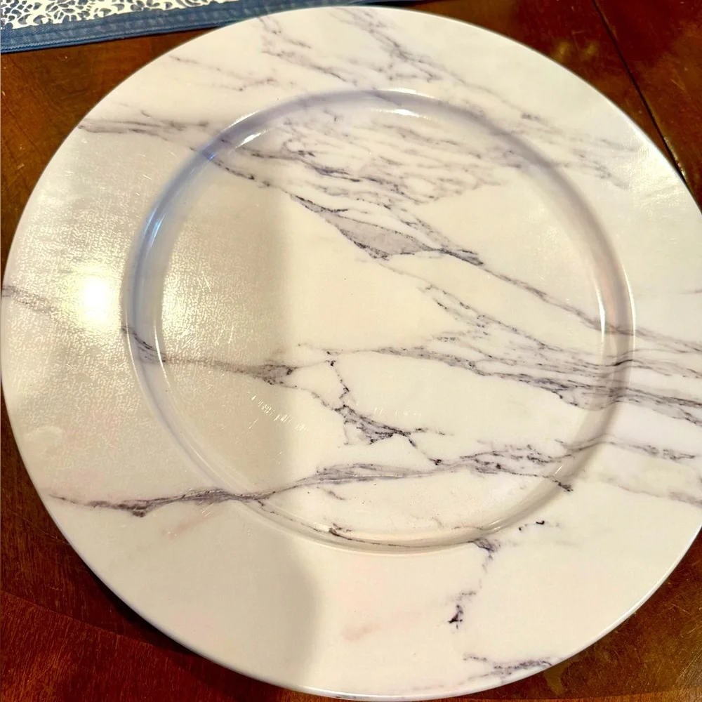 Pier 1 Marble Design Charger Plates (6)